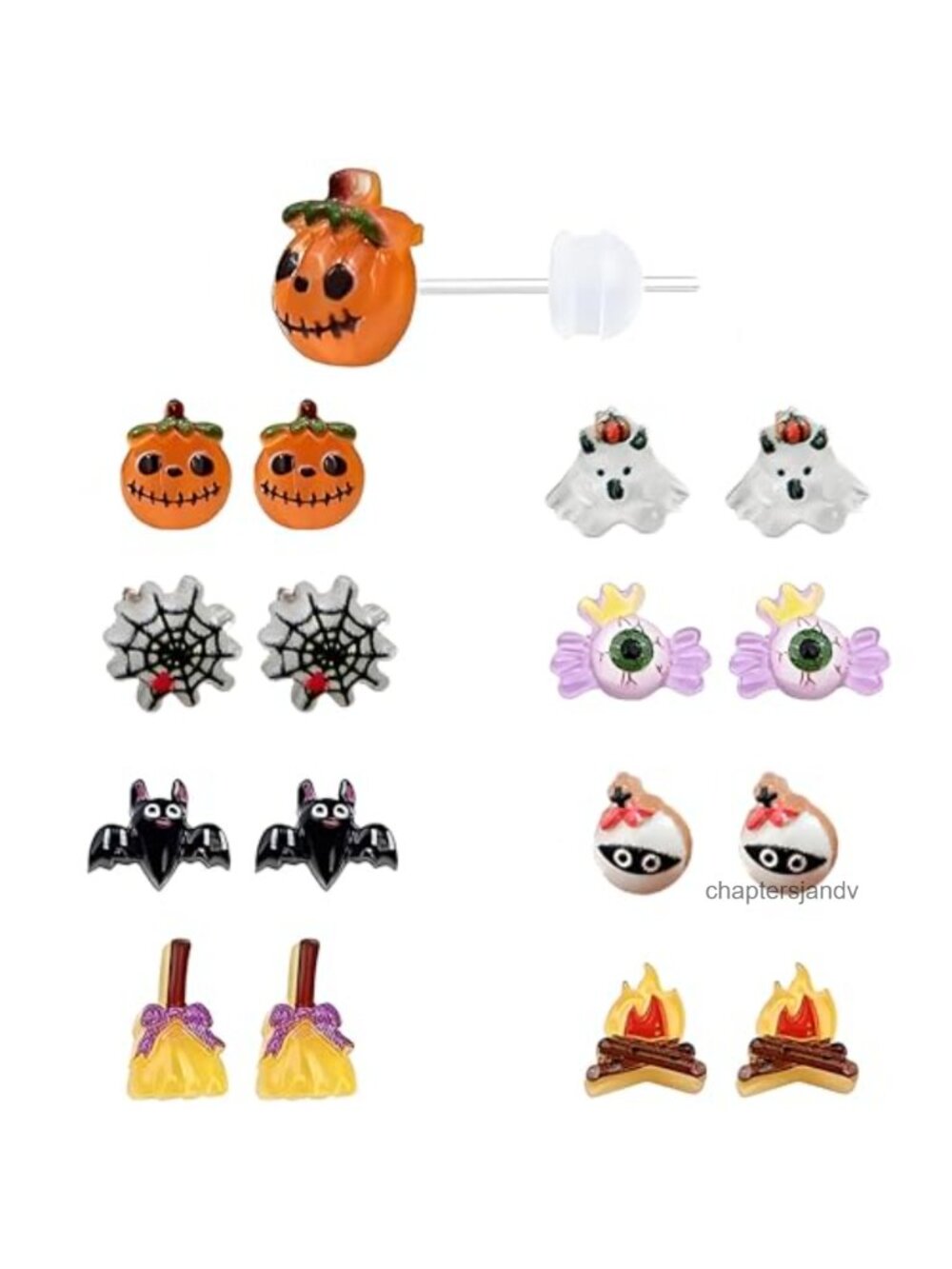 8 Pairs Plastic Post Halloween Stud Earrings for Women